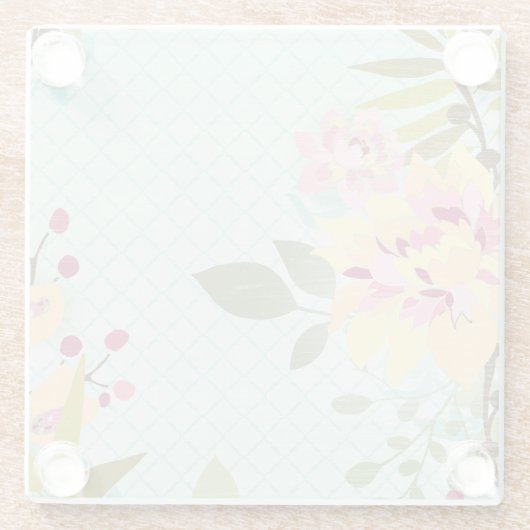 Blumengarten, blauer Hintergrund Glasuntersetzer (Rückseite)