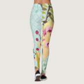 Blumengarten, blauer Hintergrund Leggings (Rückseite)