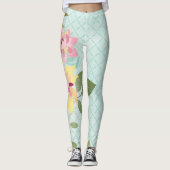 Blumengarten, blauer Hintergrund Leggings (Vorderseite)