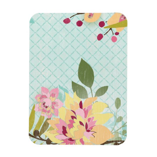 Blumengarten, blauer Hintergrund Magnet (Vertikal)