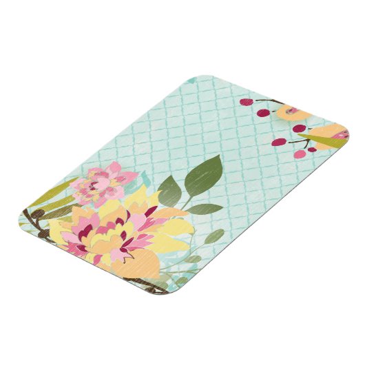 Blumengarten, blauer Hintergrund Magnet (Linke Seite)