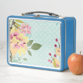 Blumengarten, blauer Hintergrund Metall Lunch Box (Beispiel)