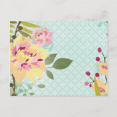 Blumengarten, blauer Hintergrund Postkarte (Vorderseite)