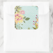 Blumengarten, blauer Hintergrund Quadratischer Aufkleber (Tasche)