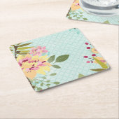 Blumengarten, blauer Hintergrund Rechteckiger Pappuntersetzer (angewinkelt)