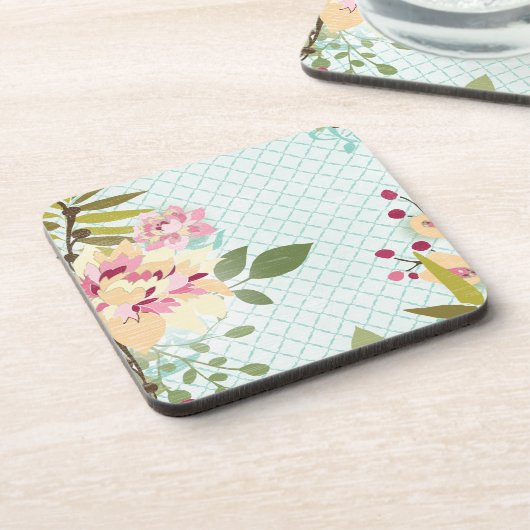 Blumengarten, blauer Hintergrund Untersetzer (Linke Seite)