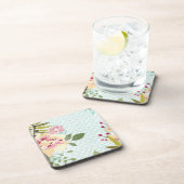 Blumengarten, blauer Hintergrund Untersetzer (Rechte Seite)