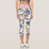 Blumengarten Blauer Rose Blauer Creme Weißer Champ Capri Leggings (Rückseite)