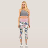 Blumengarten Blauer Rose Blauer Creme Weißer Champ Capri Leggings (Vorderseite)