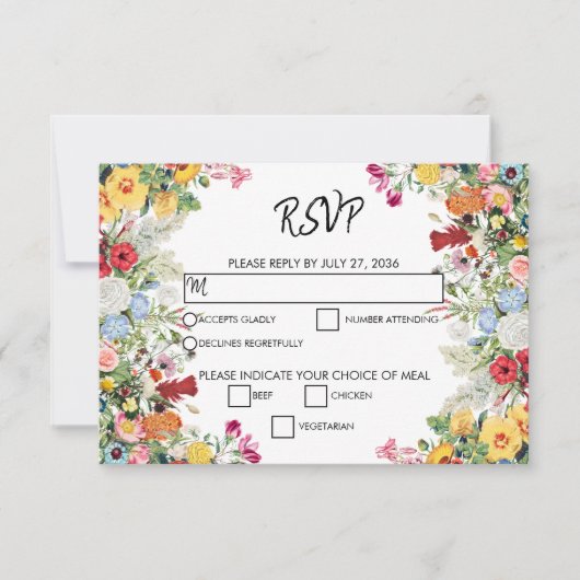 Blumengarten Blume Hochzeit RSVP Karte (Vorderseite)