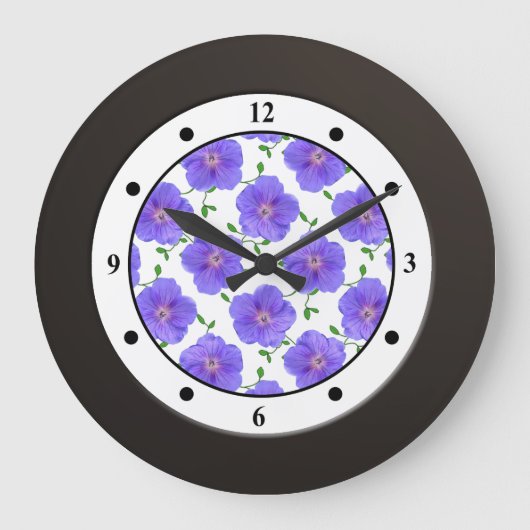 Blumengarten Blume Moderne Ziffern Große Wanduhr (Vorderseite)