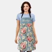 Blumengarten Blumen Muster Monogramm Name Schürze (Getragen)