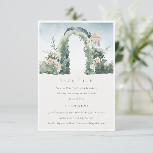 Blumengarten Botanische Hochzeitsempfang Begleitkarte (Stehend Vorderseite)