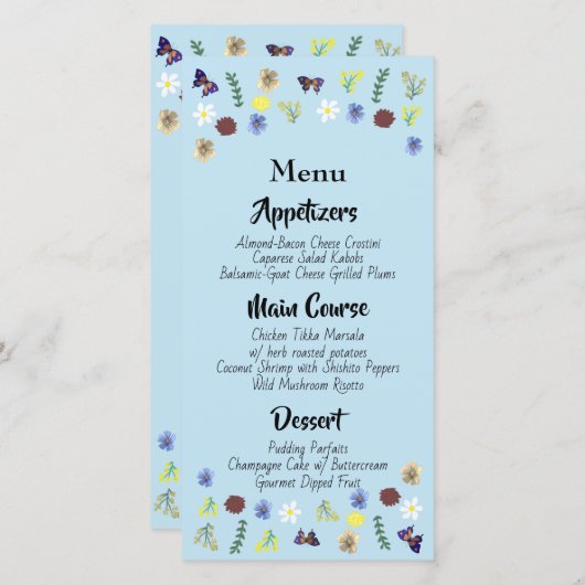 Blumengarten Botanisches Hochzeitmenü (Vorne/Hinten)