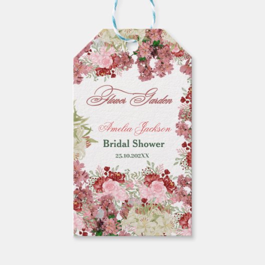 Blumengarten Brautdusche Einladung Geschenkanhänger (Vorderseite)