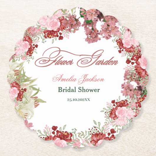 Blumengarten Brautdusche Einladung Untersetzer (Vorderseite)