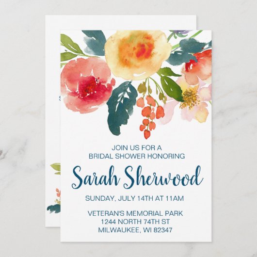 Blumengarten Brautparty laden ein Einladung (Vorne/Hinten)