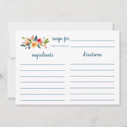 Blumengarten Brautparty Rezept Karte (Vorderseite)
