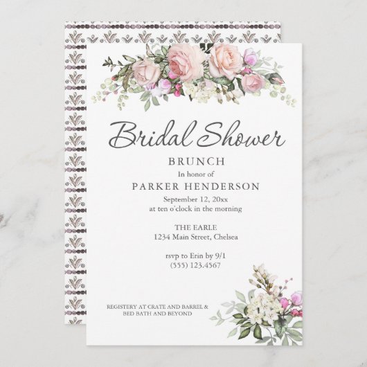 Blumengarten Bridal Brunch Einladung (Vorne/Hinten)