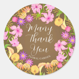 Blumengarten Brown Runder Aufkleber