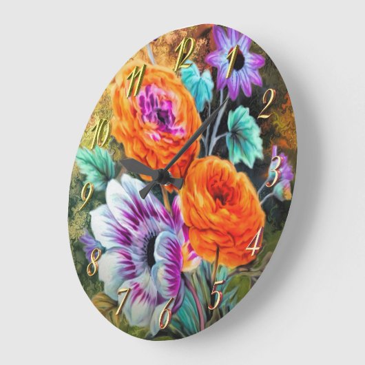 Blumengarten Dahlia und daisa Große Wanduhr (Winkel)