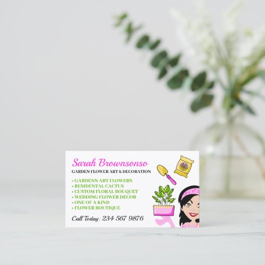 Blumengarten Dekor Florist Visitenkarte (Stehend Vorderseite)