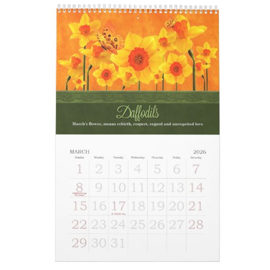Blumengärten der Blume 12 Monate Kalender (Mär 2026)