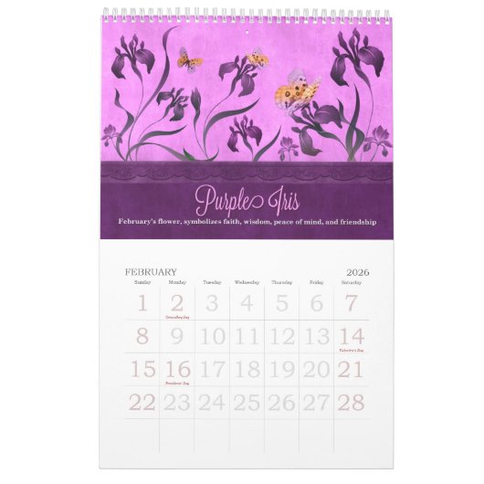 Blumengärten der Blume 12 Monate Kalender (Feb 2026)
