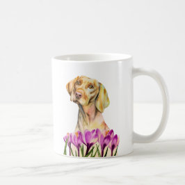 Blumengarten des Aquarell-Hund| Vizsla Kaffeetasse