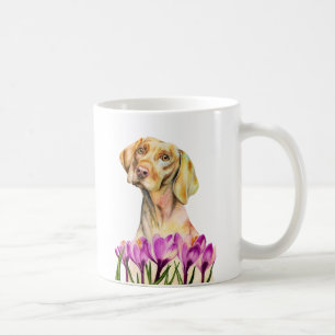 Blumengarten des Aquarell-Hund  Vizsla Kaffeetasse