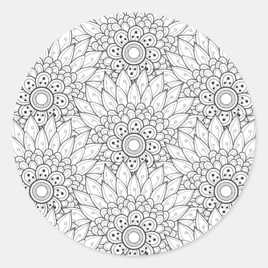 Blumengarten Doodle Runder Aufkleber (Vorderseite)