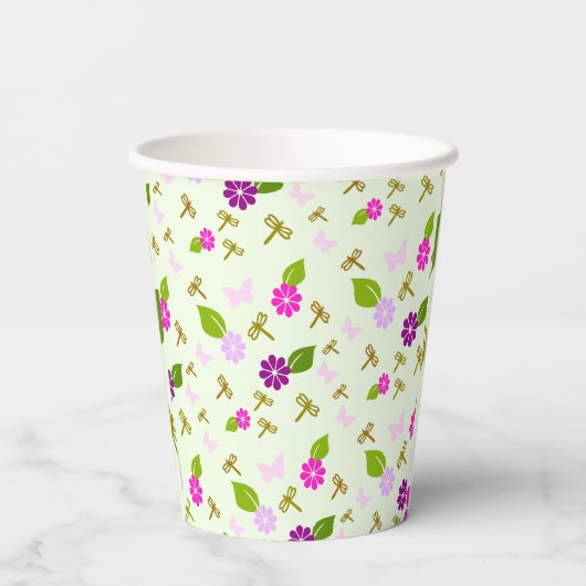 Blumengarten Dragonfly Papier Tischtuch Pappbecher (Rückseite)