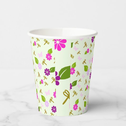 Blumengarten Dragonfly Papier Tischtuch Pappbecher (Links)