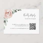 Blumengarten Dusty Rose QR Code Wedding RSVP Karte (Vorderseite)