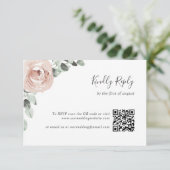 Blumengarten Dusty Rose QR Code Wedding RSVP Karte (Stehend Vorderseite)
