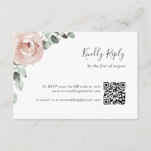 Blumengarten Dusty Rose QR Code Wedding RSVP Karte