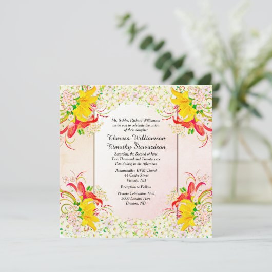 Blumengarten Einladung zur Hochzeit (Stehend Vorderseite)