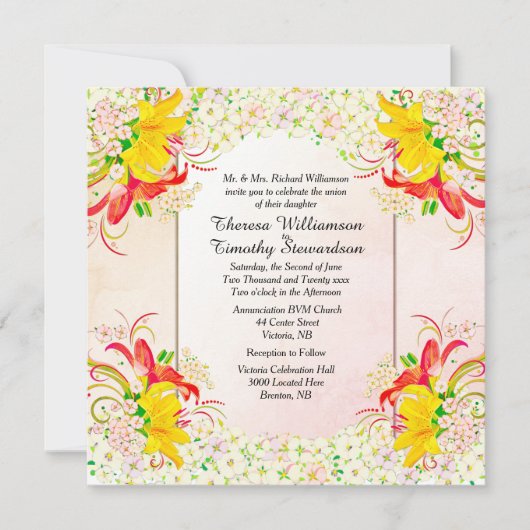 Blumengarten Einladung zur Hochzeit (Vorderseite)