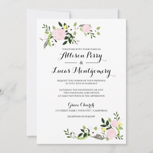 Blumengarten Einladung zur Hochzeit - weiß (Vorderseite)