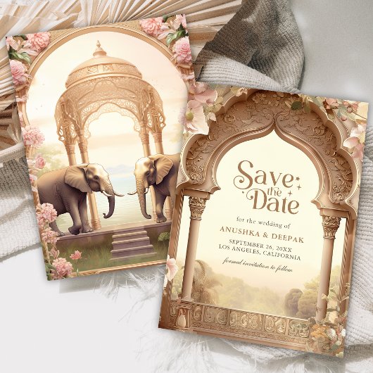 Blumengarten Elefanten Indischer Palast Hochzeit Save The Date