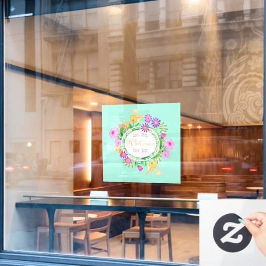 Blumengarten Empfang Fensteraufkleber (Café-Fenster)