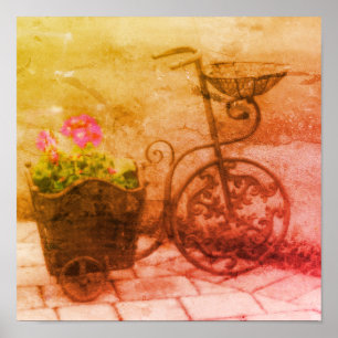 Blumengarten Fahrrad abgenutzte Kunst Poster
