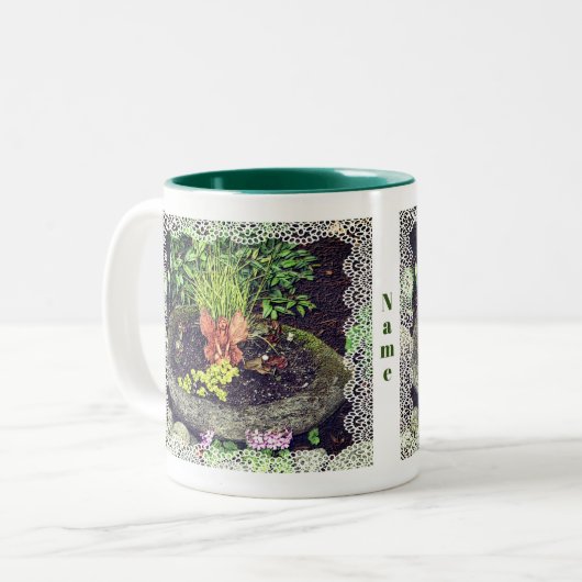 Blumengarten Fairy Personalisiert Zweifarbige Tasse (Vorderseite Links)