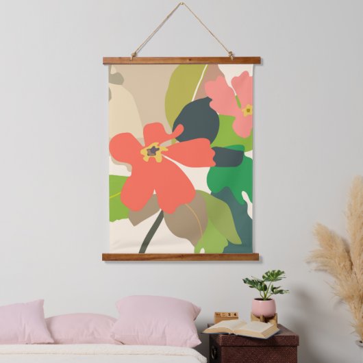 Blumengarten - Farbblöcke Wandteppich Mit Holzrahmen (Schlafzimmer)