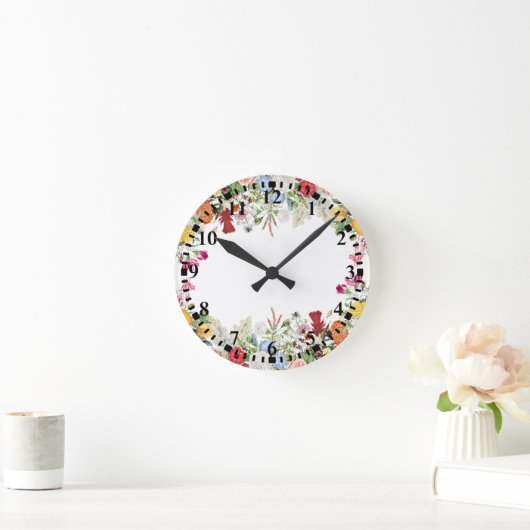 Blumengarten Farbige Blume Runde Wanduhr (Zuhause)