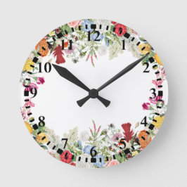 Blumengarten Farbige Blume Runde Wanduhr