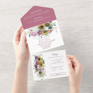 Blumengarten Florals Sonnenblumen Peonies Hochzeit All In One Einladung