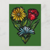 Blumengarten Florist Rose Sonnenblumen und Tulpen Postkarte (Vorderseite)