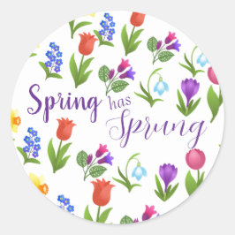 Blumengarten Frühling ist da Runder Aufkleber