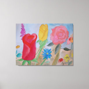 Blumengarten, gekreist, Leinwand